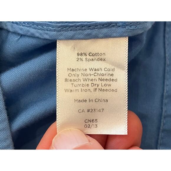 Talbots Lightweight Cotton Canvas Blue 3/4 Sleeve Button Jacket, Pockets, 10 - Picture 7 of 10